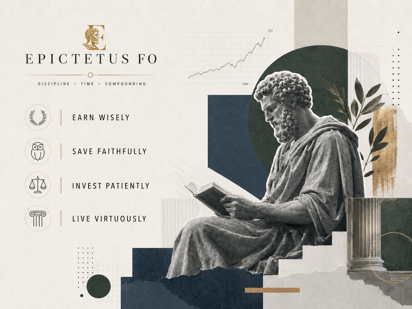 Epictetus statue with temple and compounding inscription